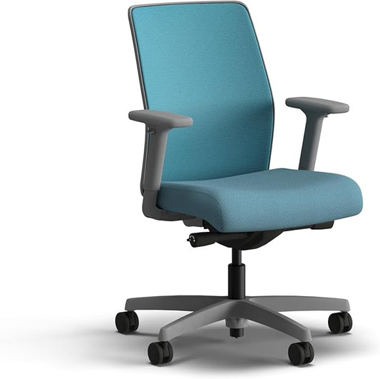 HON Ignition 2.0 Low Back Task Chair, Spectrum Mesh, Advanced Synchro-Tilt Control, Office Chair with Lumbar Support, Height and Width Adjustable Arms, Titanium Frame, Sky