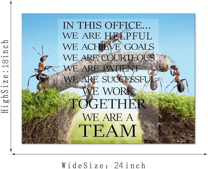 Modern Inspirational Wall Art Ants Constructing Bridge Motivational Posters Entrepreneur Office Wall Decor for Home Office Decor - 18''Wx24''H
