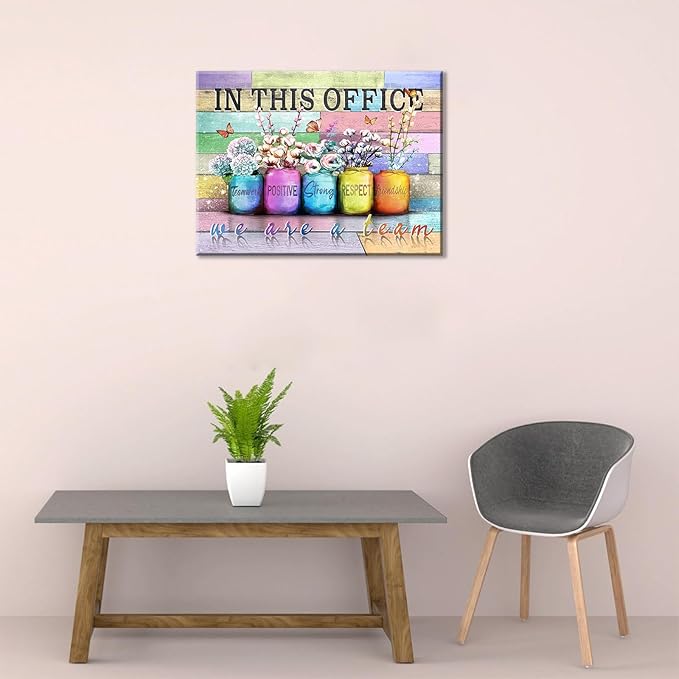Inspirational Office Canvas Wall Art In This Office We Are A Team Motivation Human Resourcesflowers Inspirational Quotes Phrases Poster Framed Wall Art Team Motivational Quotes Team Decor 16x24 In