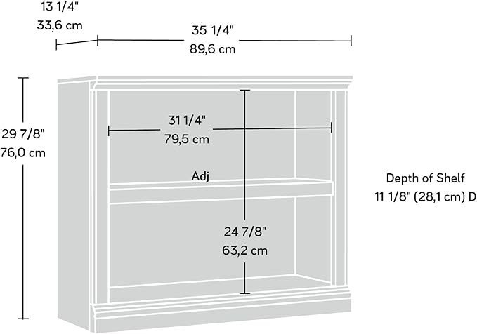 Sauder 2 Tier Book Shelf Wooden Bookcase Multipurpose Bookshelf for Home Office, Living Room, in Salt Oak