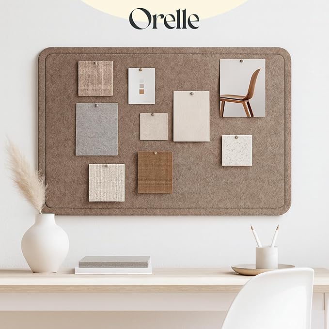 Orelle Felt Wall Bulletin Board (Mocha, 35 x 23)