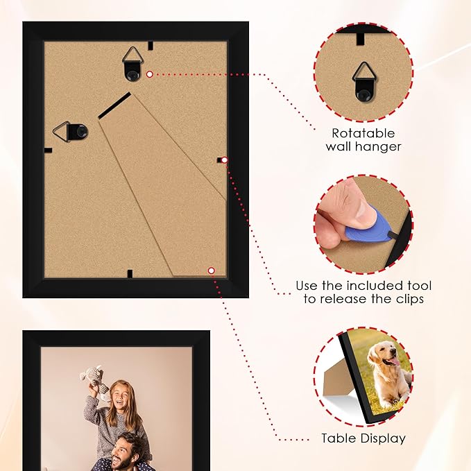 FIXSMITH 3.5x5 Picture Frame Set of 4, 3.5x5 Photo Frames with HD Plexiglass for Wall Hanging or Tabletop Display, Black