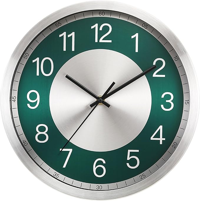 Silent Wall Clock Battery Operated, Modern Metal Wall Clock Decorative for Kitchen/Living Room/Home/Office/School, 12 Inch, Non-Ticking