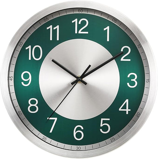 Silent Wall Clock Battery Operated, Modern Metal Wall Clock Decorative for Kitchen/Living Room/Home/Office/School, 12 Inch, Non-Ticking