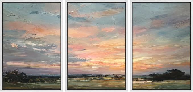SIGNWIN Framed Canvas Print Wall Art Set Sunset Horizon Sky Landscape Photography Modern Art Landscape Relax/Calm for Living Room, Bedroom, Office - 16"x24"x3 WHITE