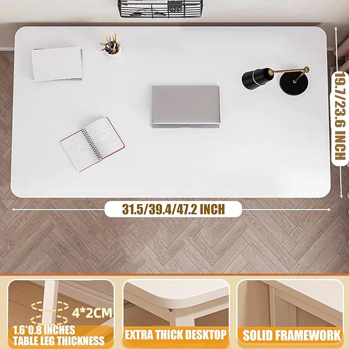 Modern Desk 31.5 Inch Computer Table Simple Style Office Writing Desk Industrial Office Table White