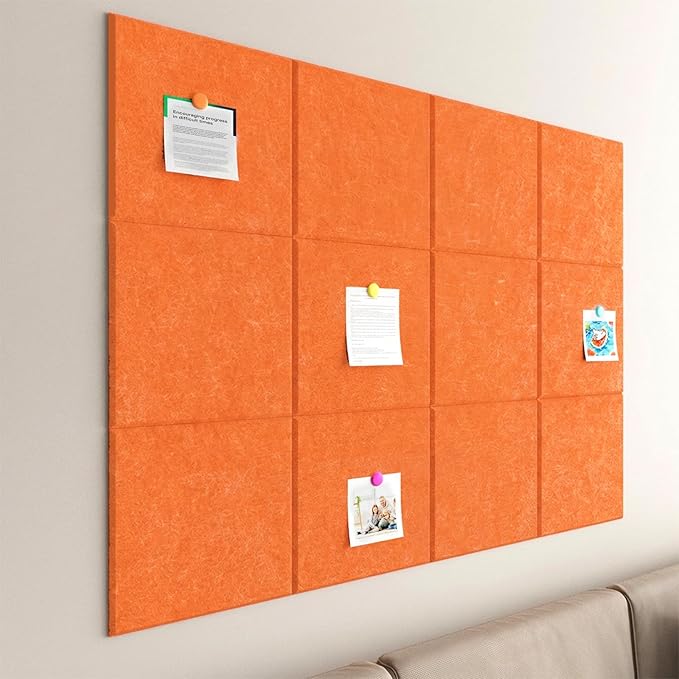 Large Cork Boards for Walls – 48" x 36" Self Adhesive Felt Wall Tiles, Ideal for Office Black Bulletin Board, Easy to Install Pin Board Photo Dart Board Wall Protectors