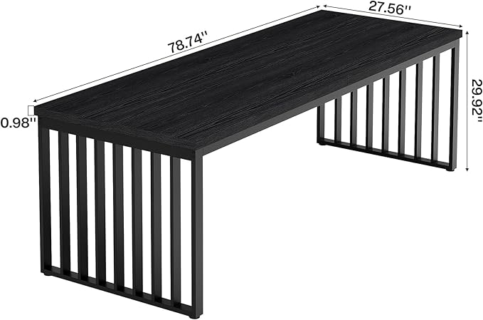 Tribesigns 78" Computer Desk, Extra Long 2-Person Desk with Metal Legs, Double Writing Table with Spacious Space, Industrial Wooden Office Desk, Large Study Desk Workstation for Home Office (Black)