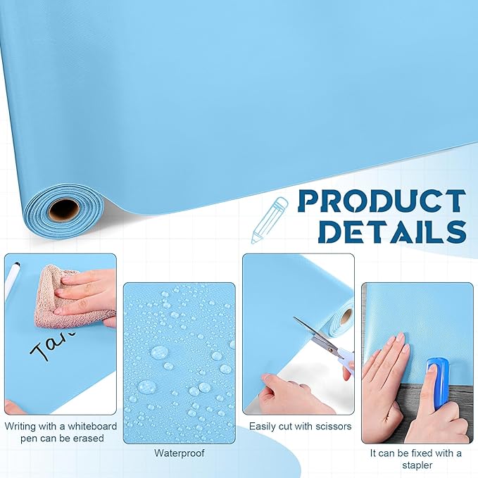 16 in x 40 Ft Fabric Bulletin Board Roll Classroom Non Woven Fabric Background Decorations Waterproof Wrinkle Resistant Bulletin Board for Back to School Wall Decor(Light Blue,Pure)