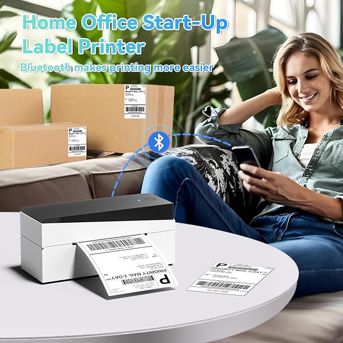 249BT Bluetooth Thermal Label Printer&2500Pcs 4x6 Thermal Labels for Small Business, Shipping Packages, Office, Home, Compatible with Amazon, Tiktok, Ebay, USPS
