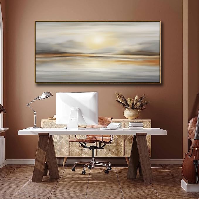 Framed Wall Art Abstract Seascape Canvas Printing Wall Decor Artwork for Living Room Bedroom Dining Room Home Office Decor 24"x48"