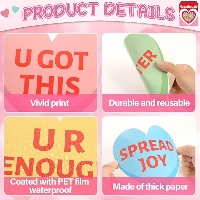 Valentine's Day Bulletin Board Set Conversation Hearts Bulletin Board Classroom Decoration Sweet Reminders Everywhere Poster Cutouts for Class School Nursery Chalkboard Office Wall Door Decor
