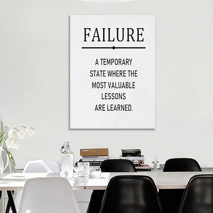 Motivational Canvas Poster Wall Art for Office Temporary Failure Inspirational Quotes Positive Picture Print Wall Decor Artwork for Modern Home Bedroom Workplace Stretched and Framed [18''Hx24''W]