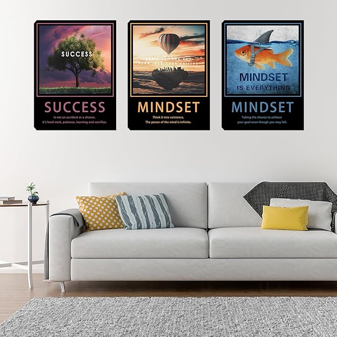 Inspirational Motivational Posters & Art - Wall Decor for Living Room, Bedroom & Home Office - Easy to Hang Framed Wall Decor Canvas Art Paintings
