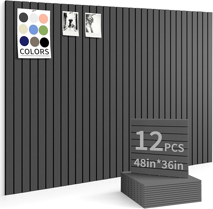 Large Bulletin Board 48"x36" Cork Boards for Walls, 12 Pack Felt Wall Panels Photo Board, Cork Board for Office Home Pin Board