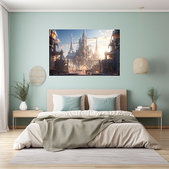 JOSUE Posters For Men abstract landscape Canvas Living Room Wall Art,Grey,white Painting Prints for Living Room Bedroom Kitchen Home Office Wall Decor-12x16in Unframed