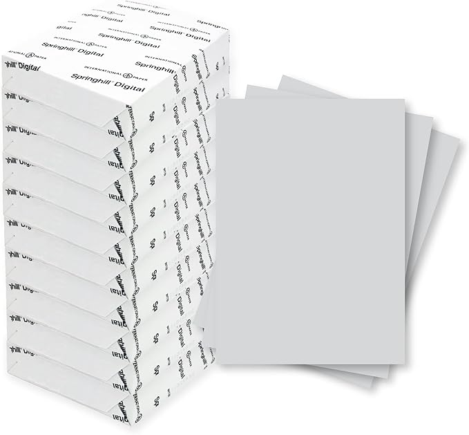 Springhill 8.5” x 14” Gray Copy Paper, 24lb Bond/60lb Text, 89gsm, 5,000 Sheets (10 Reams) – Colored Printer Paper with Smooth Finish – Versatile and Flexible Computer Paper – 024069C