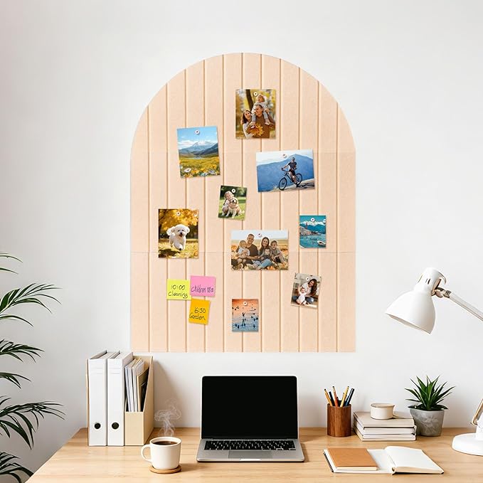 Arched Felt Bulletin Board, 31.5"x24" - Modern Fabric Pin Board for Office & Home Wall, Upgraded Adhesive, Damage-Free Installation, Reusable Wall Organizer for Notes, Photos Reminders (Light Orange)