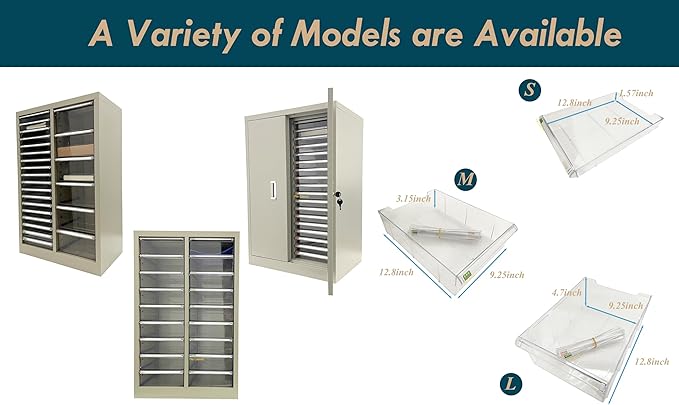 File Cabinet Parts Cabinet Plastic Drawer Storage with 36 Small Clear Transparent Drawers 12.8 * 9.25 * 1.57inch for Documents Makeup Nail Salons Offices Bolts Nuts Legos Beads Lateral
