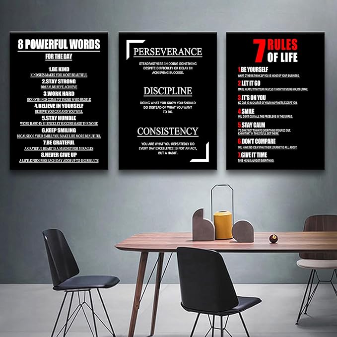 3 Pieces Motivational Canvas Wall Art Inspirational Entrepreneur Quote Picture Painting Positive Affirmations Framed Print Poster for Living Room Office Wall Decor Ready to Hang [60''Wx28''H]