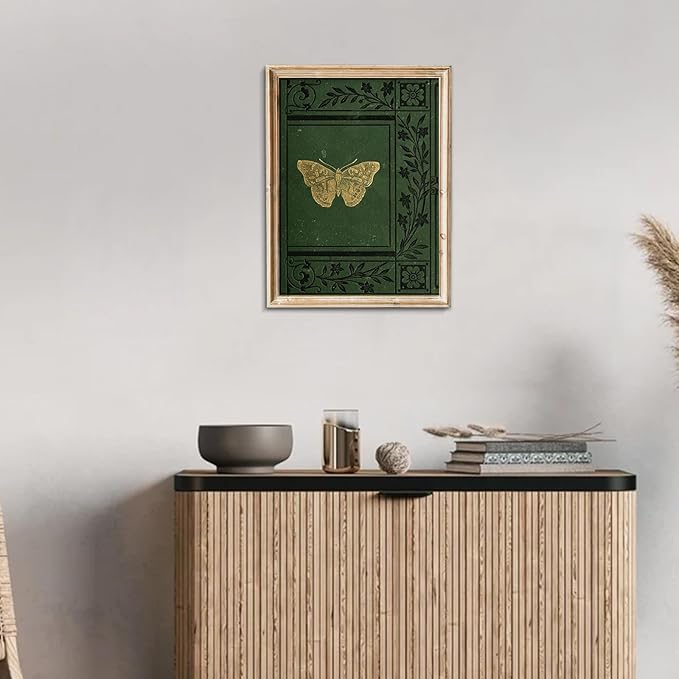 uniro Vintage Butterfly Posters Wall Art Beautiful Butterfly Wall Art Decor Emerald Green Old Bookcover Art Print Canvas Print Posters Art Minimalist Multicolor Cool for Living Room, Bedroom, Office(8" x 10"-UNFRAMED)