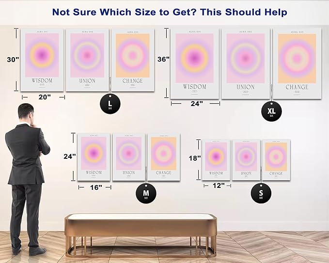 SHMAO Colorful Gradient Aura Angel Numbers Poster Canvas Wall Art for Room Aesthetic Inspirational Spiritual Wall Art Paintings Abstract Minimalist Wall Decor for Bedroom 12"x18" x 3 Pcs