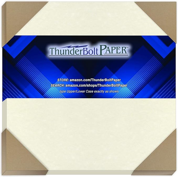 150 White Parchment 65lb Cover Weight Paper - 6" X 6" (6X6 Inches) Square Scrapbook Album Size - Printable Cardstock Colored Sheets Old Parchment Semblance
