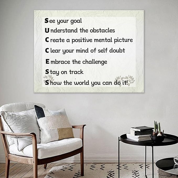 Success Canvas Wall Art Office Wall Decor Inspirational Entrepreneur Quotes Poster Print Positive Painting Artwork for Home Living Room Office Workplace Decoration Ready to Hang [40''Wx 30''H]