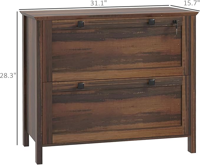 2 Drawer File Cabinet with Lock,Modern Farmhouse Home Office Filing Organizer for Letter Legal A4 Size File Folder Storage,Lateral Filing Cabinet with Keys and Adjustable Hanging Bar (Style-01)