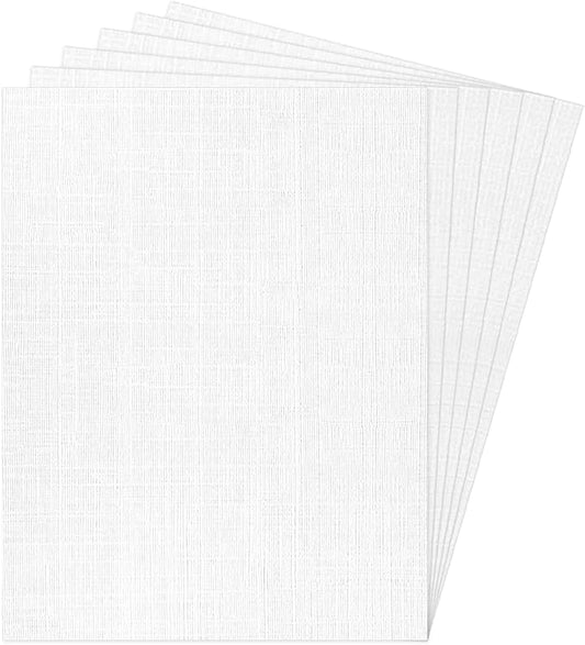 8.5x11 Linen Cardstock Textured Paper White, Goefun 100lb Heavy Duty Linen Letter Paper, Thick Card Stock White Printable for Invitations, Resume, Letter, Cardmaking, 100 Pack