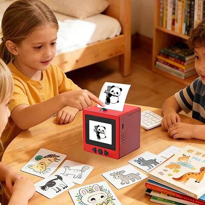 AI Voice Sticker Printer | Smart Mini Thermal Printer Box | AI Voice Control Label Sticker Maker Machine with Display | DIY Mini Photo Label Printers Smart Toy for Kids, Office & School