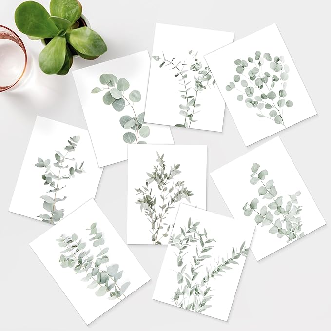 SIGNWIN Poster Wall Art Set of Pastel Watercolor Forest Plant Collage Nature Garden Nature Wilderness for Living Room, Bedroom, Office - 8"x10"x 8