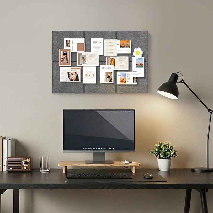 Large Cork Boards for Walls – 36" x 24" Self Adhesive Felt Wall Tiles, Ideal for Office Black Bulletin Board, Easy to Install Pin Board Photo Board