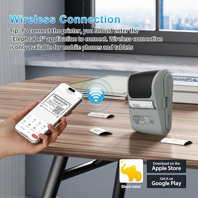 Label Maker with Tape, Label Printer for Business, Sticker Printer- Compatible with 12-57mm Width Labels, Wireless Connectivity, High-Speed Printing, 1200mAh Battery, for Office & Home (Black)