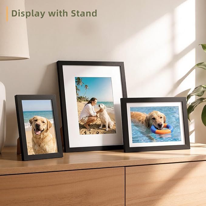 HappyHapi 15 Pack Picture Frames Collage Wall Decor, Black Gallery Wall Frame Set, Wall or Tabletop Display, Multi Sizes including 3pcs 8x10, 6pcs 5x7, 6pcs 4x6