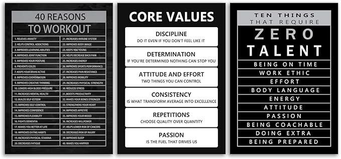 40 Reasons to Workout Motivational Canvas Painting Wall Art Office Decor Ten Things That Require Zero Talent Poster Positive Inspirational Framed Artwork Prints Picture for Home[60" W X 28" H]