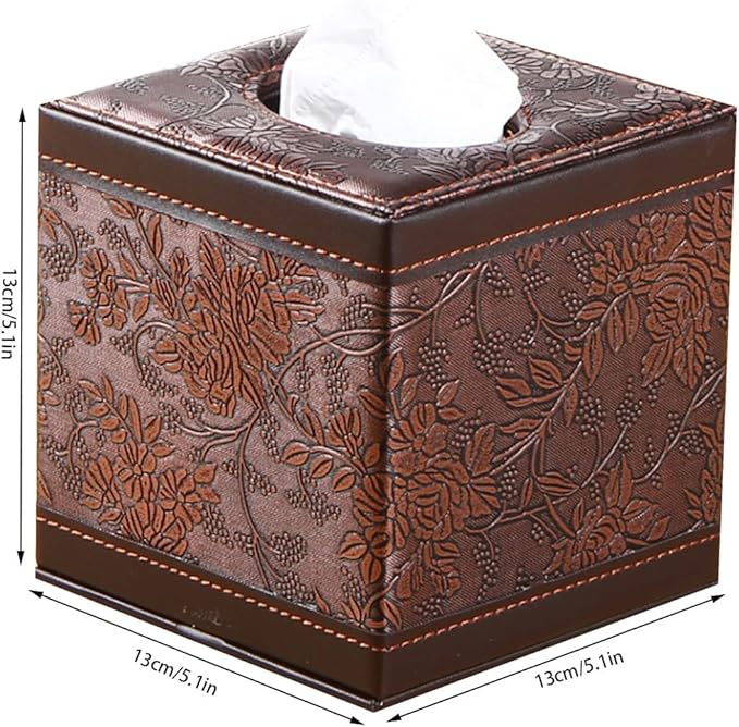 Stylish Tissue Box Leather Paper Roll Holder FashionTissue Organizer and Durable Tissue Box for Bathroom Vanity Desks Offices Bedroom Home Modern Tissue Box (Color : Black A) (Black)