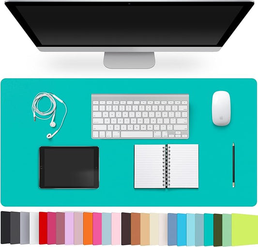 Leather Desk Pad Protector,Non-Slip Desk Pad,on-Slip PU Leather Large Mouse Pad,Easy Clean Desk Protecor Mat,Writing Pad for Office Work/Home/Decor(BrightGreen, 31.5" x 15.7")