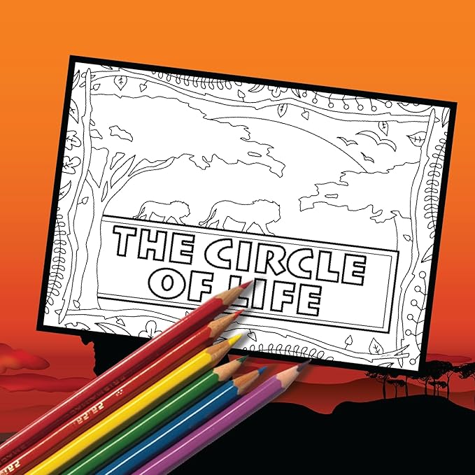 Coloring Broadway - Coloring Pages (Set of 4), Circle of Life Musical Merchandise, Printed on Matte Card Stock (8 1/2” x 11”), Ideal Gift for a Broadway Theater Lover