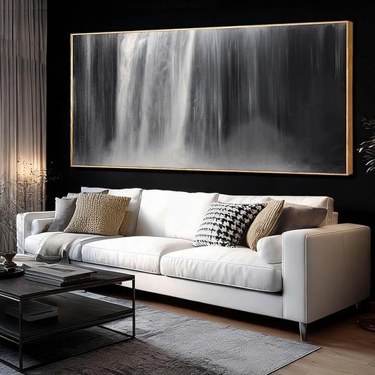 Waterfall Canvas Wall Art Black and White Wall Decor Landscape Art Prints 32"x70" Office Decorations Artwork for Bedroom