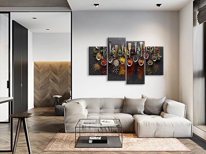 4 Pieces Kitchen Decor Kitchen Wall Art Kitchen Picture Wall Decor Dining Room Decor Spices Poster Food Poster Kitchen Art Kitchen Pictures Kitchen Canvas Wall Art for Room Decor (40''W x 24''H)