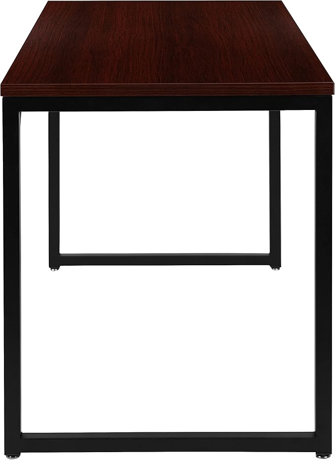 Flash Furniture Tiverton Industrial Modern Desk-Mahogany/Black Commercial Grade Computer Desk-47" Sturdy Home Office Desk-Writing Desk