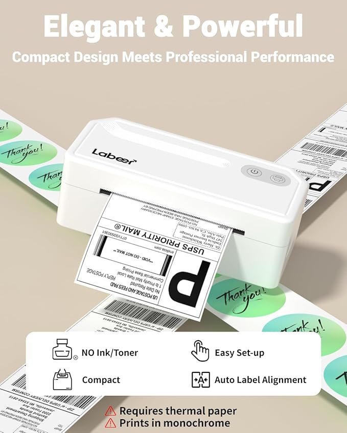 Labeer Bluetooth Thermal Label Printer, 4x6 Wireless Label Sticker Printer for Small Business, Office or Home, Compatible with iPhone, Android, Windows, Mac, Etsy, Amazon, Shopify, UPS