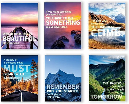 SGGYEFOK Motivational Wall Art Decoration Painting | 6-pack 8 x 10 inches, Suitable for Library, School, Gym,Office， Living Room deco（Frameless） 2