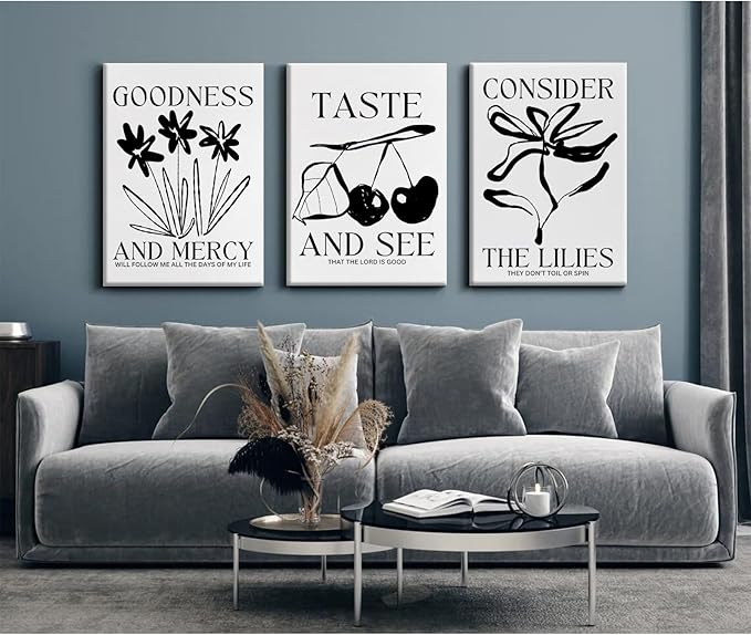 Christian Wall Art Bible Verse Canvas Poster Trendy Wall Decor Religious Pictures Modern Painting Scripture Poster Catholic Prints Cherry Artwork for Bedroom Living Room 16x24x3 Inch Ready to Hang
