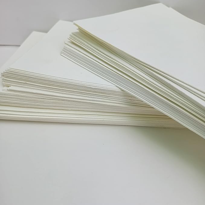 E-Tailor® 5x7 Wedding Invitation Paper, Baby Shower Card Stock Handmade Paper, Cotton Paper, Wedding Paper, Smooth Watercolor Paper, Calligraphy Paper, Rag Paper 300gsm Pack of 50 Blank Card Stock