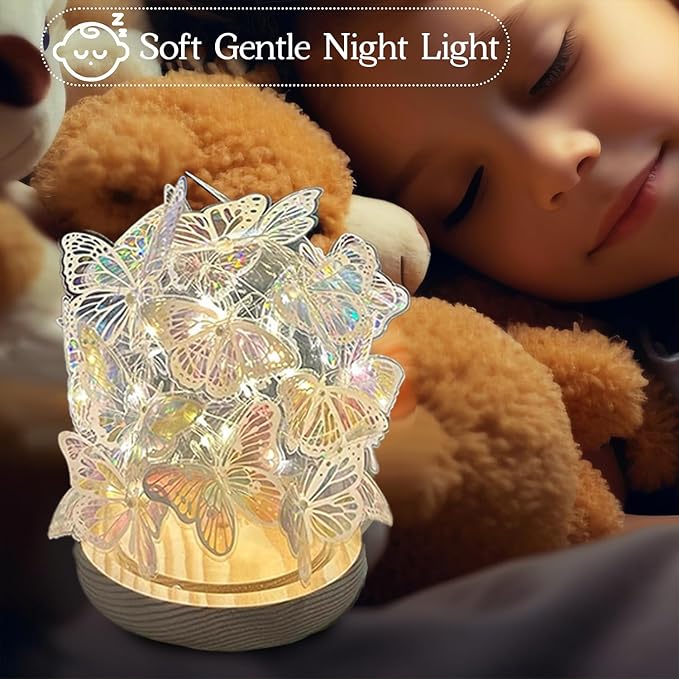 Butterfly ambiance Lamp, Bedside Decorative Small Table lamp, DIY Butterfly Lamp, Battery Powered Night Light, Gift for Daughter's Mother