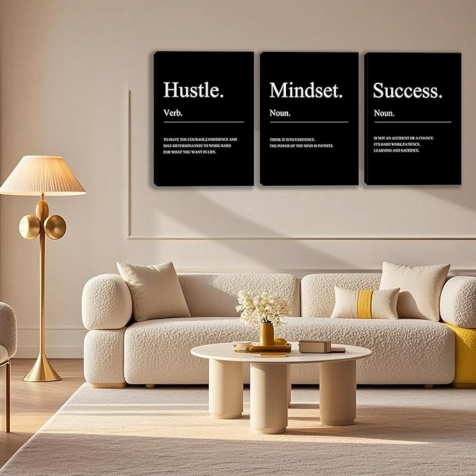 3 Panel Print Canvas Wall Art Motivational Office Wall Decor Painting Inspirational Posters Modern Inspiring Artwork for Home Living Room Bedroom Wall Decor Office Wall Art Ready to Hang - 48"Wx24"H