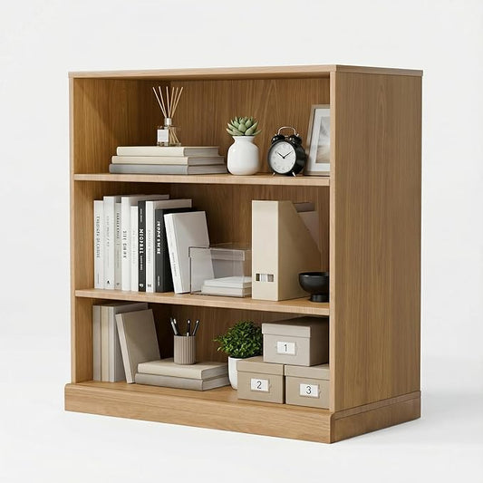 Casaphoria 31" H Wooden Bookshelves, 3 Tier Heavy Duty Bookshelf with Adjustable Shelves, Farmhouse Bookshelf with 16" Deep Storage Space for Living Room,Bedroom & Home Office