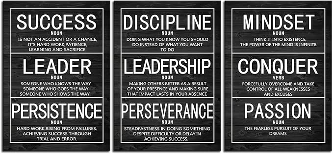 Inspirational Poster Motivational Wall Art Painting 3 Pieces Canvas Print Office Decor Inspiring Framed Quotes for Wall Art Decoration Ready to Hang [60''Wx 28''H]